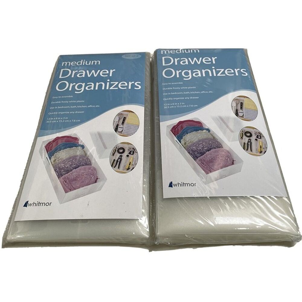Whitmor‎ Medium Drawer Organizer Lot Set of 2 Plastic 12" x 6" x 3" NEW
